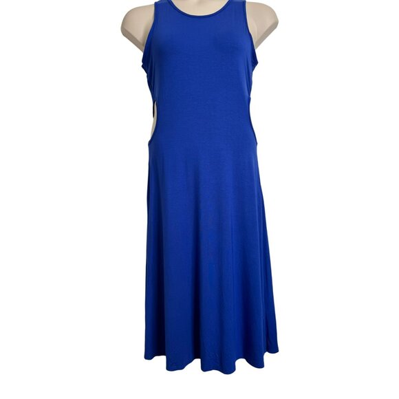 See You Monday Los Angeles Blue Cut Out Midi Dress Sleeveless Size XL Stretchy N - Picture 10 of 11
